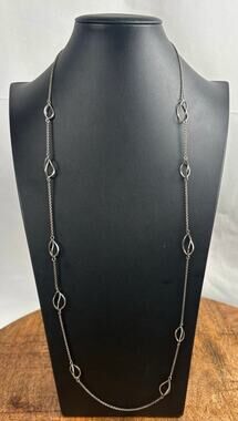 Vintage Signed Metalsmith 925 Sterling Silver Station Necklace 34” 15.4 Grams
